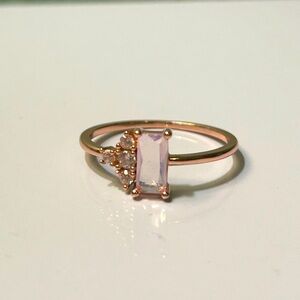 Oomiay Purple Moonstone and Gold Ring Size 10